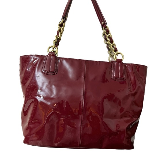 Coach Burgundy Patent Leather Tote - Picture 3 of 14